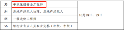 2023年中級(jí)注冊(cè)安全工程師考試時(shí)間